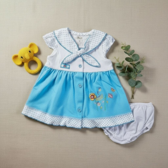 New Baby Girl Dress Set with underwear Size 6 to 9 months - Picture 1 of 3
